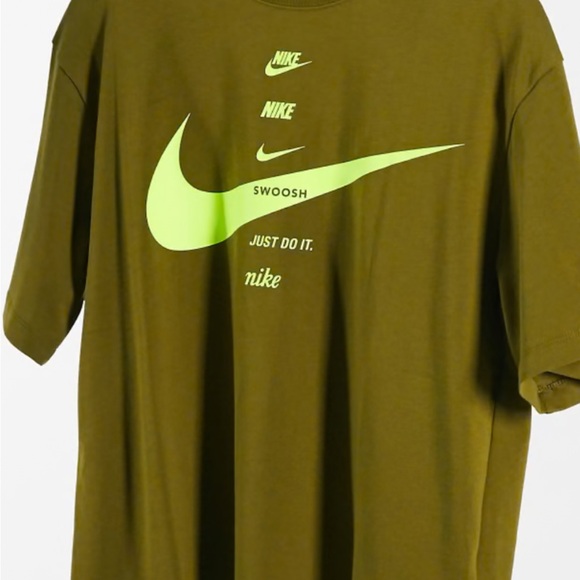 Nike Men's T-Shirt in Olive and Lime - Picture 1 of 4
